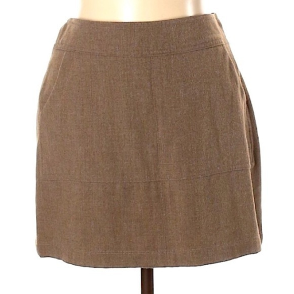 Laundry by Shelli Segal 12 brown retro front pocket A line mini skirt